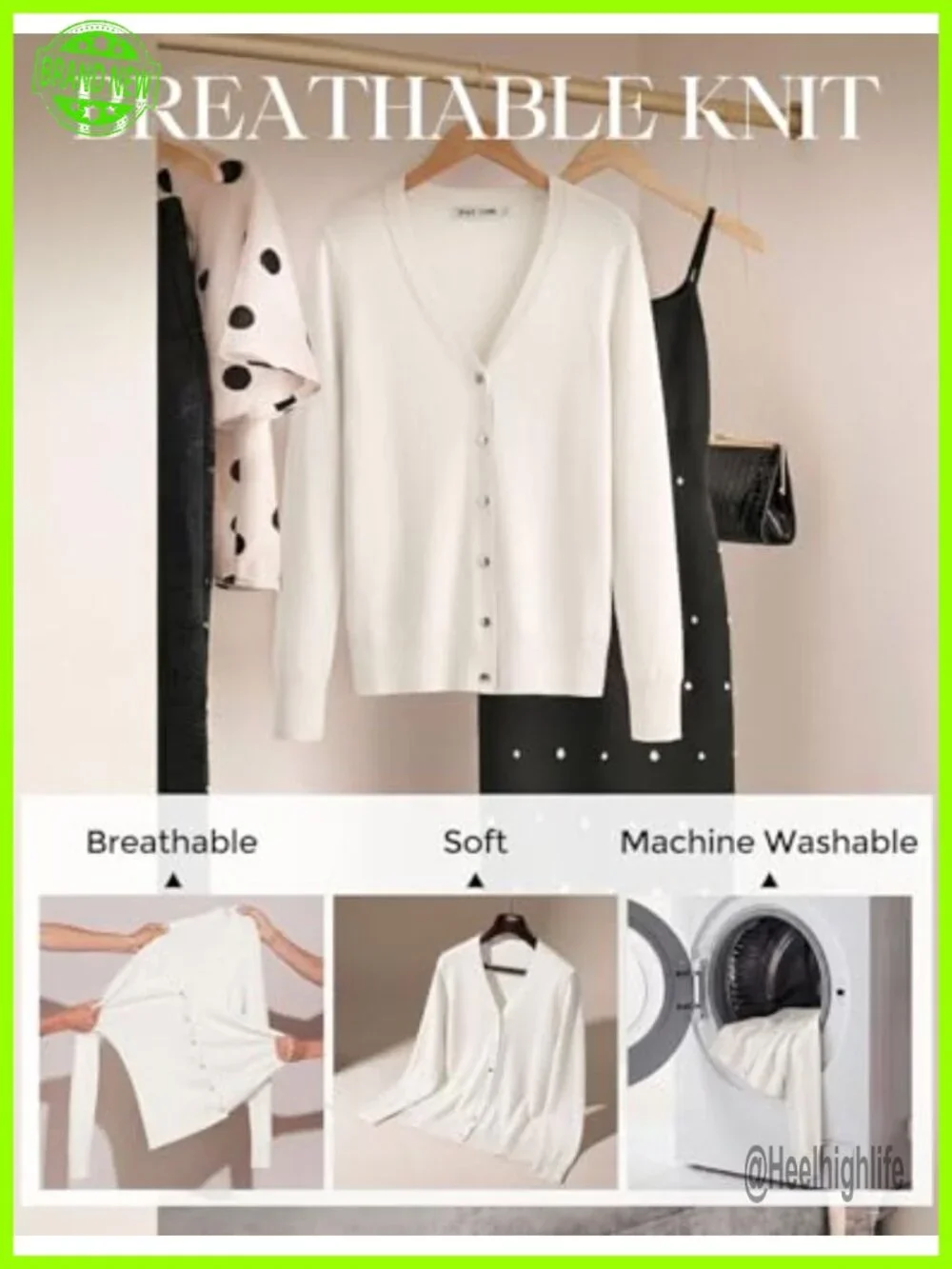 Lightweight V-Neck Cardigan Sweater with Metal Buttons
